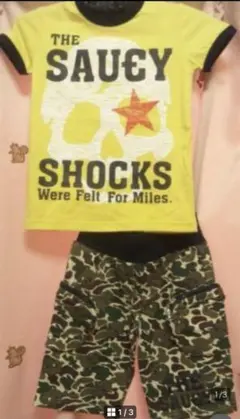 新品　上下セット　半袖Tシャツ　ハーフパンツ　120 迷彩　ドクロ