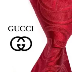 ◆美品◆GUCCI グッチ ネクタイ 赤色 GG柄 希少 高級感