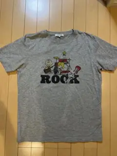 GLOBAL WORKスヌーピー ロックTシャツ Lサイズ グレー