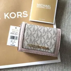 新品　MICHEAL KORS マイケルコース　三つ折り　財布　ホワイトピンク