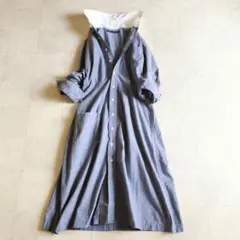 美品♪RALPH LAUREN　コットンシャツワンピース 丸襟 ブルー 7