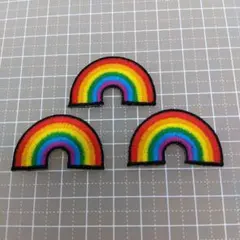 【3枚セット】アイロンワッペン レインボー　虹