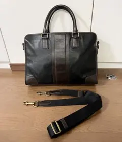 コーチ　2way ブラック×ブラウン ビジネスバッグ　ショルダーバッグ　レザー