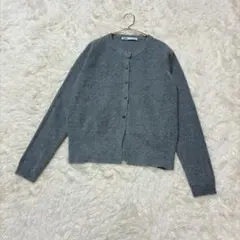 ZARA ザラ シルバーボタン ニットカーディガン クルーネック グレー L