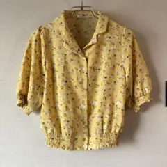コルザ COLZA ハニーズ 半袖 花柄 ブラウス シャーリング 黄 Mのサムネイル