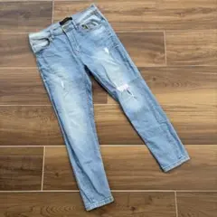 ZARA デニムパンツ ライトブルー ダメージ加工 EUR42のサムネイル