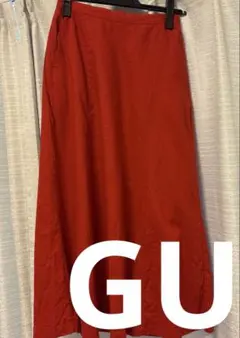 GU ロングラップリネンスカート レッド S 麻 レーヨンのサムネイル