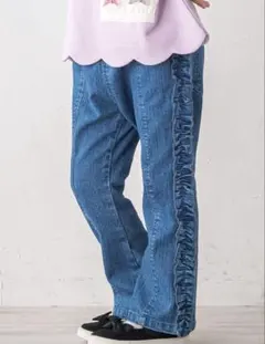 SLAP SLIP デニムツイルサイドフリルラインパンツ/90