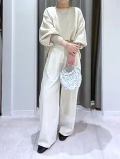 手洗い可！ウール混ドルマンラメニットプルオーバー