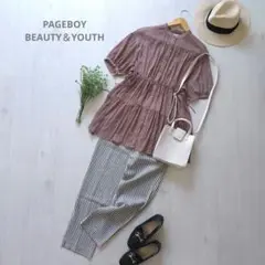 コーデ売り　シアーロングシャツ×ストライプパンツ　体系カバーコーデ　S〜M相当