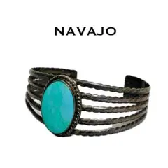 Navajo ナバホ　バングル　ワイヤーワーク　ターコイズ　スターリング