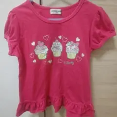 CROWN BANBY カップケーキ柄 半袖Tシャツ 130cm ピンクのサムネイル