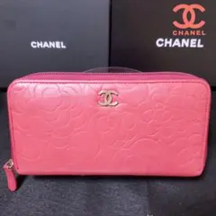 CHANEL✨シャネル　カメリア　長財布　ラウンドファスナー　ココマーク　ピンク