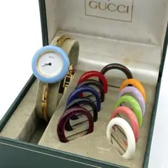 極良品☆稼働　GUCCI チェンジベゼル　新品電池　レディース腕時計