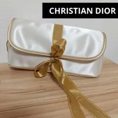 Dior ホワイトサテンリボンポーチ イエローゴールド ノベルティ　ヴィンテージのサムネイル