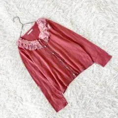 《アクシーズファム》 (M) レースカラーカーディガン シフォン フェミニン