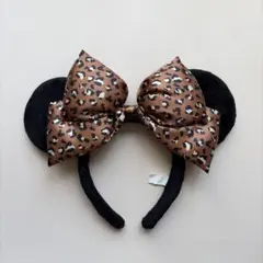 ディズニー ヒョウ柄 カチューシャ ミニー リボン