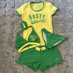 【豪華4点セット★】RUSTY 水着 ビキニ Tシャツ ショートパンツ 11L