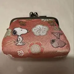新品　未使用　スヌーピー茶屋　京都店限定　西陣織2.5角がま口(宝づくし）