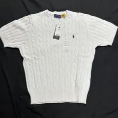 【新品タグ付き】ポロラルフローレン 半袖 ケーブルニット (サイズM)ポニー刺繍