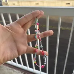 カラフル ビーズストラップ スマホ 原宿系 Y2K 個性派 韓国　レトロ