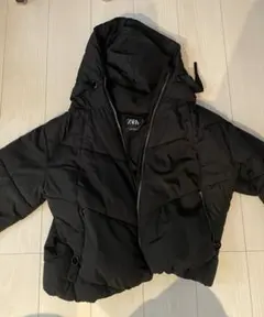 ZARA フード付きダウンジャケット 黒