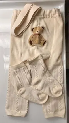 après les cours クマ刺繍タイツとソックスセット