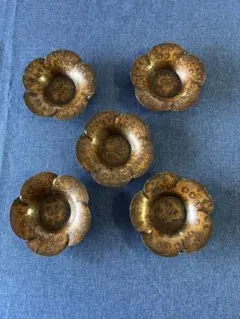 E-壁 玉川堂 鎚起銅器 茶托 5客セット 銅製 伝統工芸 煎茶道具 刻印