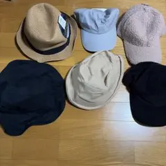 ハット　帽子　セット 黒 ベージュ グレー　6点セット