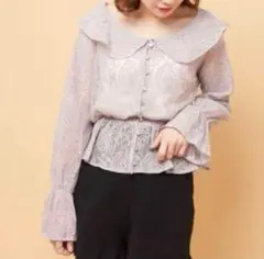 レース2wayブラウス ラベンダー 紫chico mystic カスタネ 古着