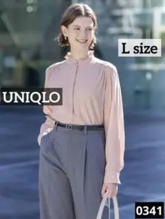 0341 UNIQLO フリルブラウス ピンク