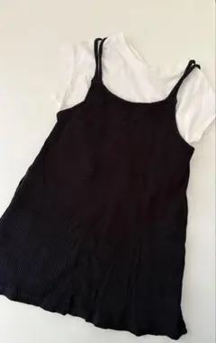 GU リブキャミソールワンピース　黒　半袖Tシャツ　ノースリーブ　セット　女の子