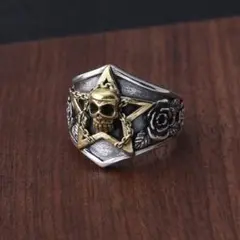 ♥️話題♥️指輪　メンズ　ユニセックス　シルバー　シンプル　フリー　チェーン　星