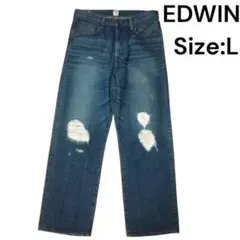 EDWIN ME505 ダメージ ストレートデニム L 日本製