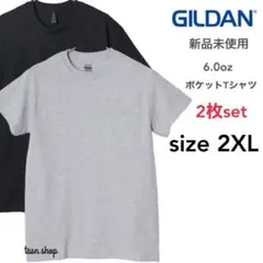 【ギルダン】新品 ウルトラコットン ポケット 半袖Tシャツ 黒 グレー 2XL