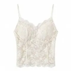 即発送！レース装飾アシンメトリーキャミソール付きパッド入りブラ