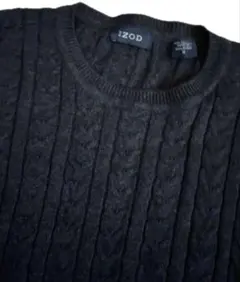 SALE★IZODメンズMサイズ柔らか素材ケーブルニットセーター濃いグレー