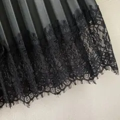 タグ付き ZARA フェイクレザープリーツスカート XS レース ブラック 新品