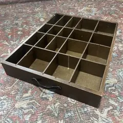 骨董品　アンティーク　木製　ディスプレイ　小棚　トレイ　仕切り　小物入れ　茶