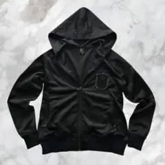 RUSS-K 黒ジャージジップパーカーエンブレムワッペン ストリートお兄系 古着のサムネイル