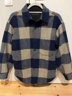 チェック柄ウール混紡シャツジャケット