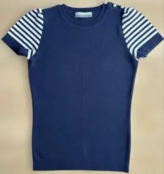 BORDERS at BALCONY 半袖ニットカットソー ネイビーのサムネイル