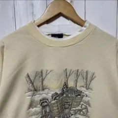 90s ヴィンテージ レア カナダ製 アライグマ アニマル アート スウェット