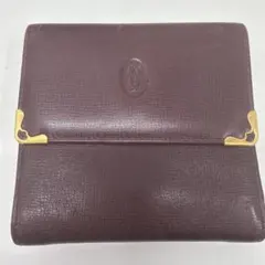 Cartier 三つ折り財布 ボルドー レザーのサムネイル