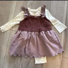 赤茶色スカート付きロンパース