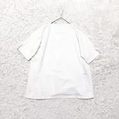 白　丸首（クールネック）半袖カットソーＬゆったりサイズ　オフィス使い　カジュアル