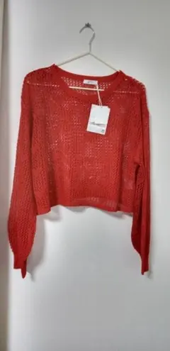 ハートメッシュニットプルオーバー