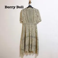 美品 Dorry Doll 総レースウエスト切り替えミモレ丈パーティードレス