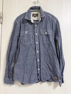 ディッキーズ　メンズ　長袖ドットデニムシャツ　ブルー