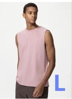 【タグ付き】UNIQLO　ユニクロ　エアリズムコットンノースリーブTシャツ Lのサムネイル